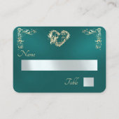 Vintage rand en monogram - turquoise plaatskaartje (Voorkant)