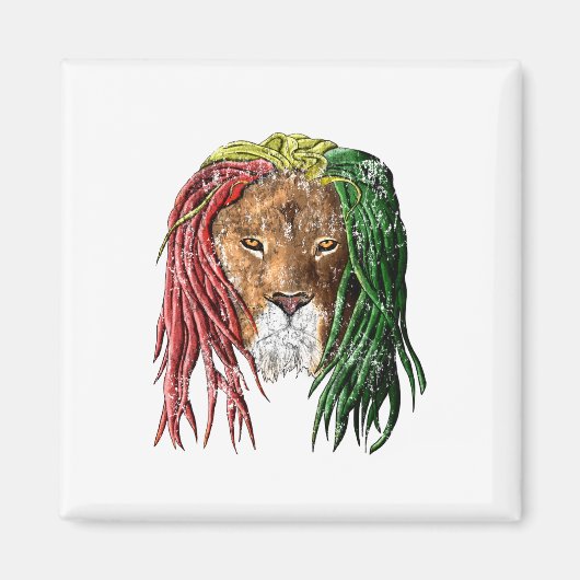 Vintage Rasta Reggae Lion Magneet (Voorkant)