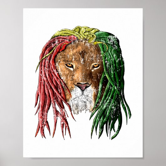 Vintage Rasta Reggae Lion Poster (Voorkant)