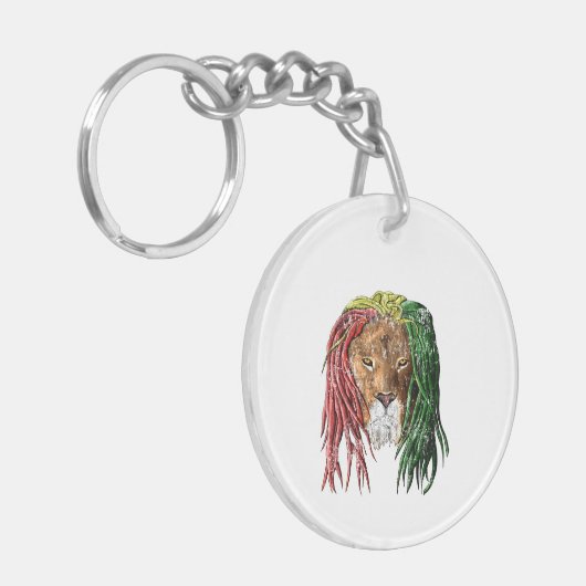 Vintage Rasta Reggae Lion Sleutelhanger (Voorkant Links)