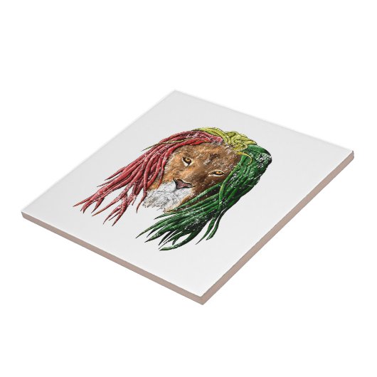 Vintage Rasta Reggae Lion Tegeltje (Zijkant)