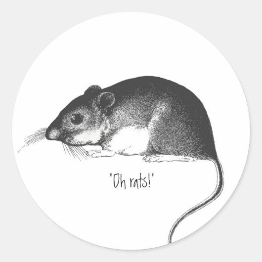 vintage rat muis retro stijlvol chic ronde sticker (Voorkant)