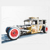 Vintage Rat Rod Surfer Hot Rod fleece deken (Voorkant (Horizontaal))
