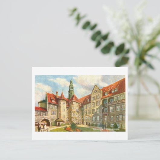Vintage Rathaus Bielfeld Germany Briefkaart (Staand voorkant)