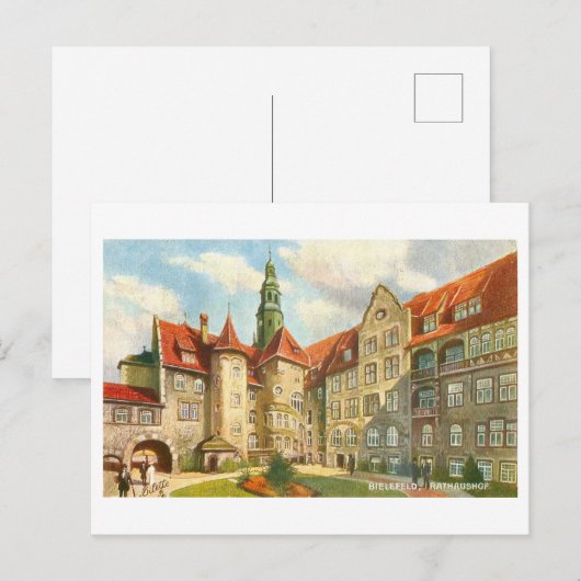 Vintage Rathaus Bielfeld Germany Briefkaart (Voorkant / Achterkant)