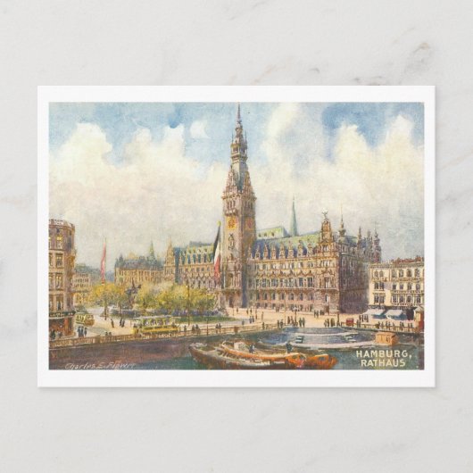 Vintage Rathaus Hamburg Germany Briefkaart (Voorkant)