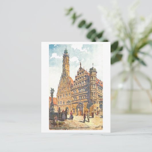 Vintage Rathaus Rothenburg, Germany Briefkaart (Staand voorkant)