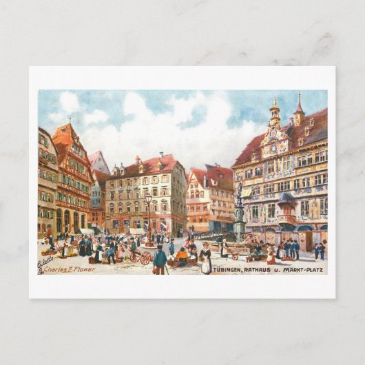 Vintage Rathaus Tubingen Germany Briefkaart (Voorkant)