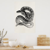 Vintage Rattlesnake Reptile Snake Sjabloon Poster (Keuken)