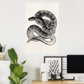 Vintage Rattlesnake Reptile Snake Sjabloon Poster (Thuiskantoor)