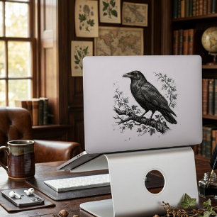 Vintage Raven Ivy Donkere Natuur Schets Kunst Sticker