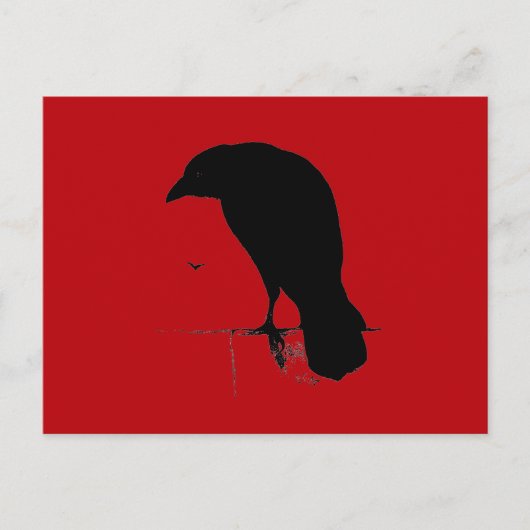 Vintage Raven over bloedrode Sjabloon Briefkaart (Voorkant)