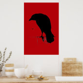 Vintage Raven over bloedrode Sjabloon Poster (Keuken)
