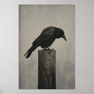 Vintage Raven Vogel Wand Kunst Schilderij Kraai Ku Poster