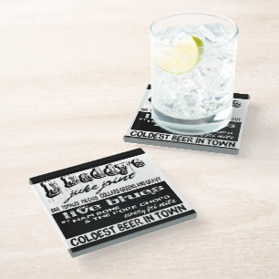 Vintage reclame Bluesmuziek Glas Coaster Glazen Onderzetter