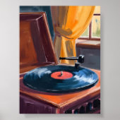 Vintage Record Player Painting Poster (Voorkant)