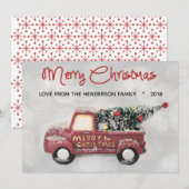 Vintage Red 1950's Chevy Merry Christmas Feestdagenkaart (Voorkant / Achterkant)