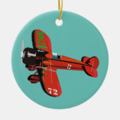 Vintage Red Airplane Keramisch Ornament (Voorkant)