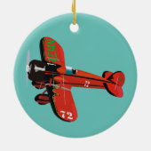 Vintage Red Airplane Keramisch Ornament (Achterkant)