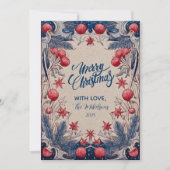 Vintage Red and Blue Christmas Feestdagenkaart (Voorkant)