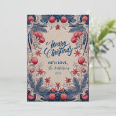 Vintage Red and Blue Christmas Feestdagenkaart (Staand voorkant)