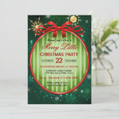 Vintage Red and Green Christmas Party Kaart (Staand voorkant)