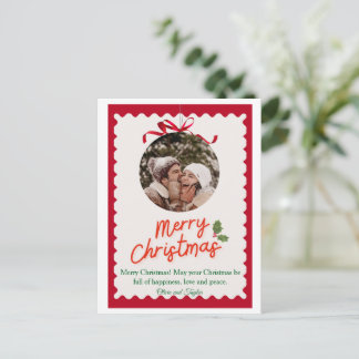 Vintage Red and Green Illustrated Merry Christmas  Feestdagenkaart