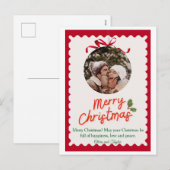 Vintage Red and Green Illustrated Merry Christmas  Feestdagenkaart (Voorkant / Achterkant)