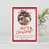 Vintage Red and Green Illustrated Merry Christmas  Feestdagenkaart (Staand voorkant)