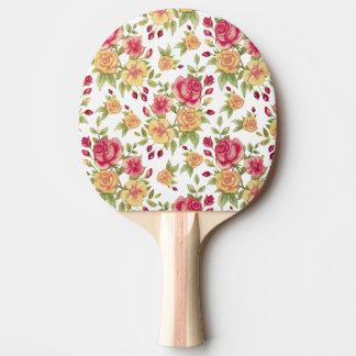Vintage Red and Yellow Roses and Rose Bud Pattern Tafeltennisbatje