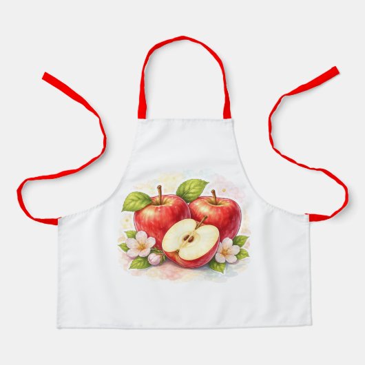 Vintage Red Apple Kitchen Apron Schort (Voorkant)