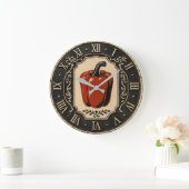 Vintage Red Bell Pepper Farmhouse Kitchen Grote Klok (Huis)