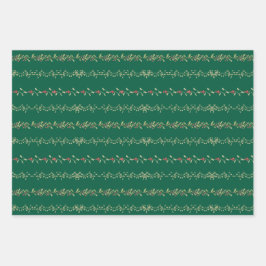 Vintage Red Berry Garland Botanical Christmas Inpakpapier Vel