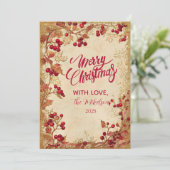 Vintage Red Berry Holiday Party Feestdagenkaart (Staand voorkant)