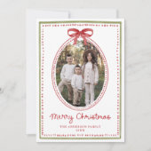 Vintage Red Bow Christmas 5 Photo Feestdagenkaart (Voorkant)