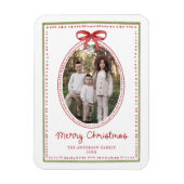 Vintage Red Bow Merry Christmas Photo Magneet (Verticaal)