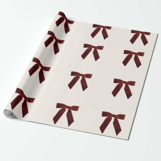 Vintage Red Bow Wrapping Paper Cadeaupapier (Uitgerold)