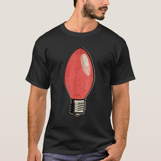 Vintage Red Christmas Tree Light Bulb  T-shirt (Voorkant)
