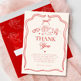 Vintage Red Cupid Cherub Bridal Shower Thank You Bedankkaart