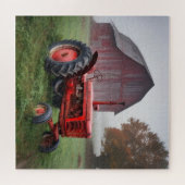 Vintage Red Farm Tractor Legpuzzel (Horizontaal)