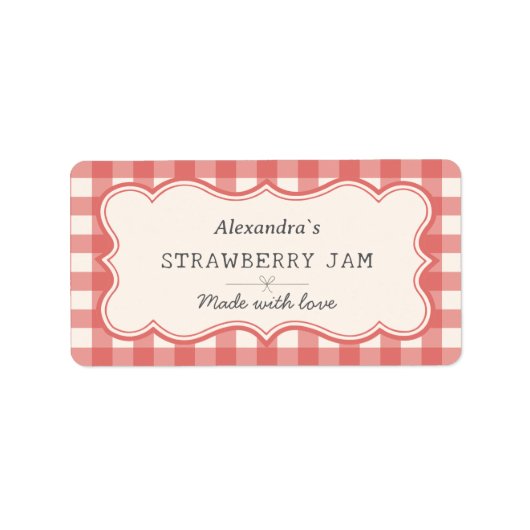 Vintage Red Gingham Jar Label (Voorkant)
