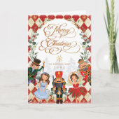 Vintage Red Gold Nutcracker Merry Christmas Feestdagen Kaart (Voorkant)