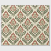 Vintage Red Green Damask Pattern (5) Cadeaupapier (Vlak)