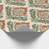 Vintage Red Green Damask Pattern (5) Cadeaupapier (Hoek)