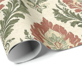 Vintage Red Green Damask Pattern (5) Cadeaupapier (Rol Hoek)