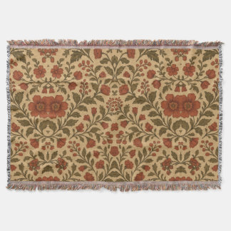 Vintage Red Green Floral  Deken