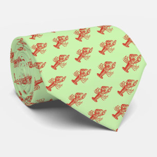 Vintage Red Lobster #1 Tekening Bleekgroene BG Stropdas