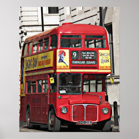 Vintage Red London Bus Poster (Voorkant)