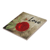 Vintage Red Love Roos Tegeltje (Zijkant)