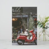 Vintage Red Motor Scooter        Briefpapier (Staand voorkant)